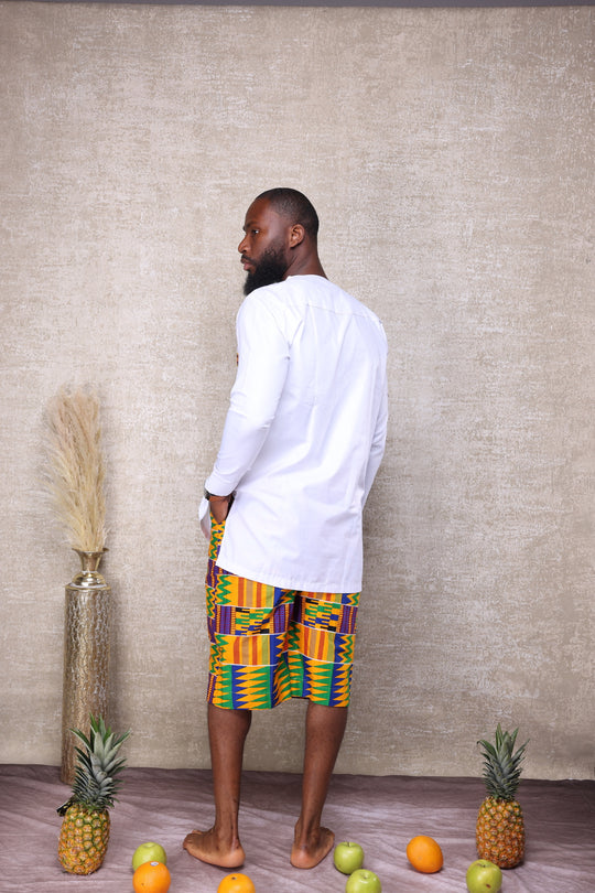 Kente men shorts set, Men 2pieces set.