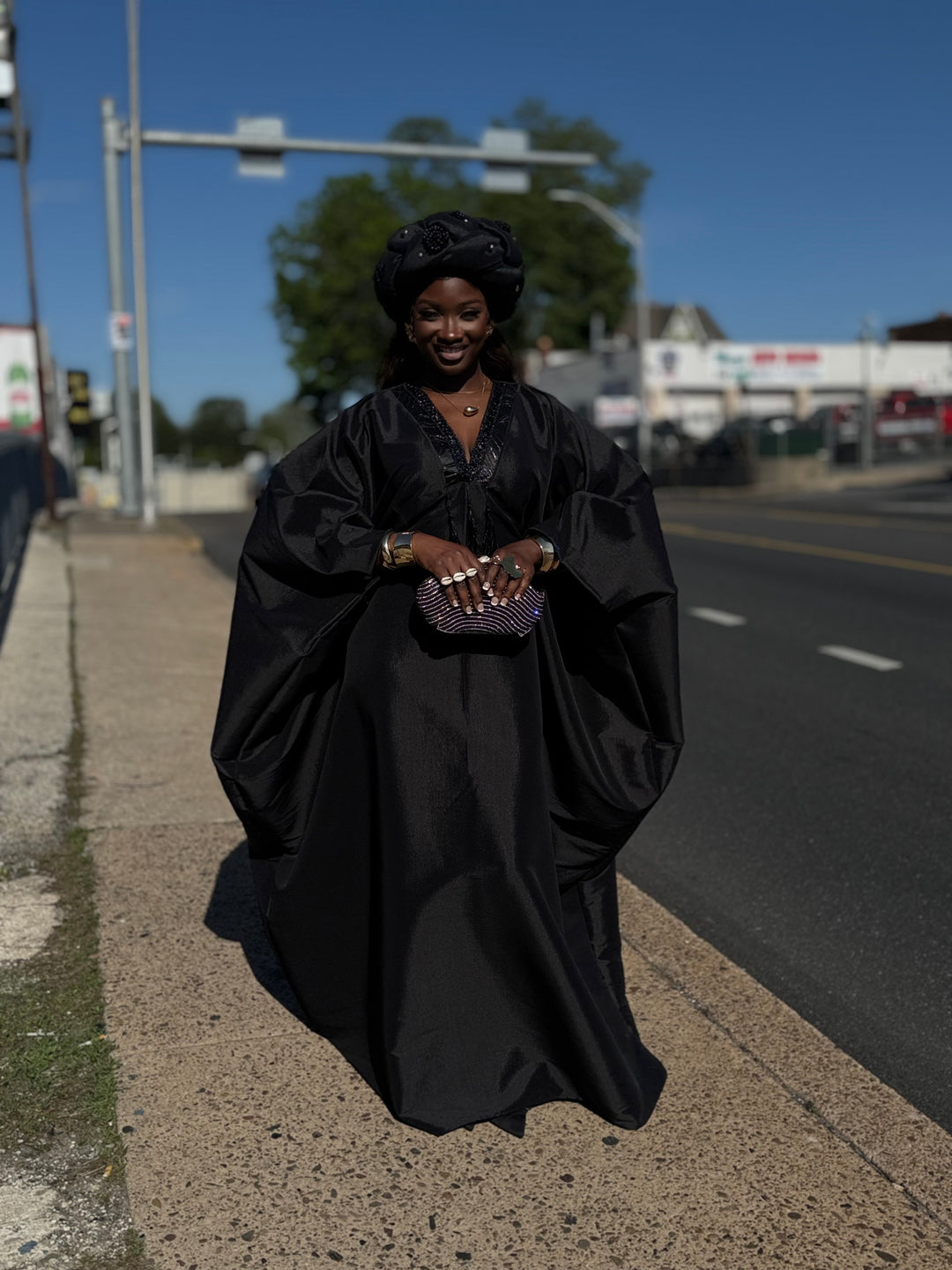 Luxe rich auntie bubu/kaftan dress.