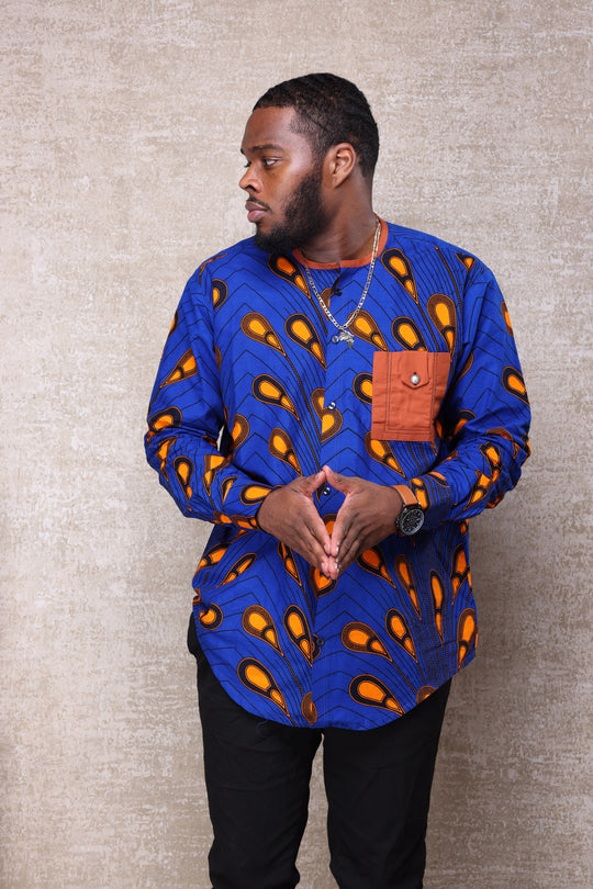 African print long sleeves men shirt.