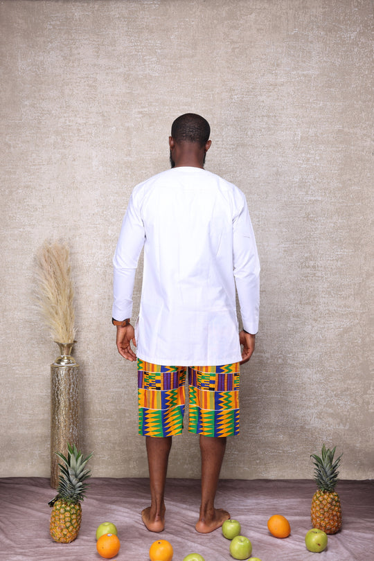 Kente men shorts set, Men 2pieces set.