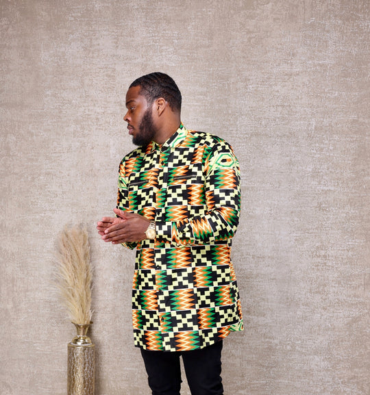 African print long sleeves men shirt.