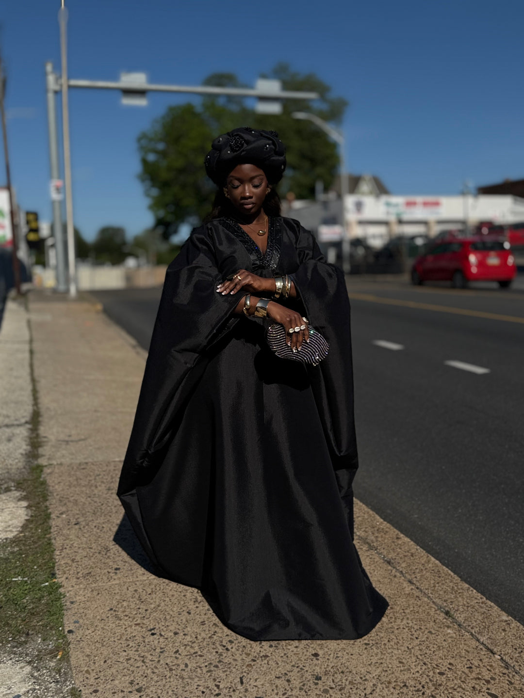 Luxe rich auntie bubu/kaftan dress.
