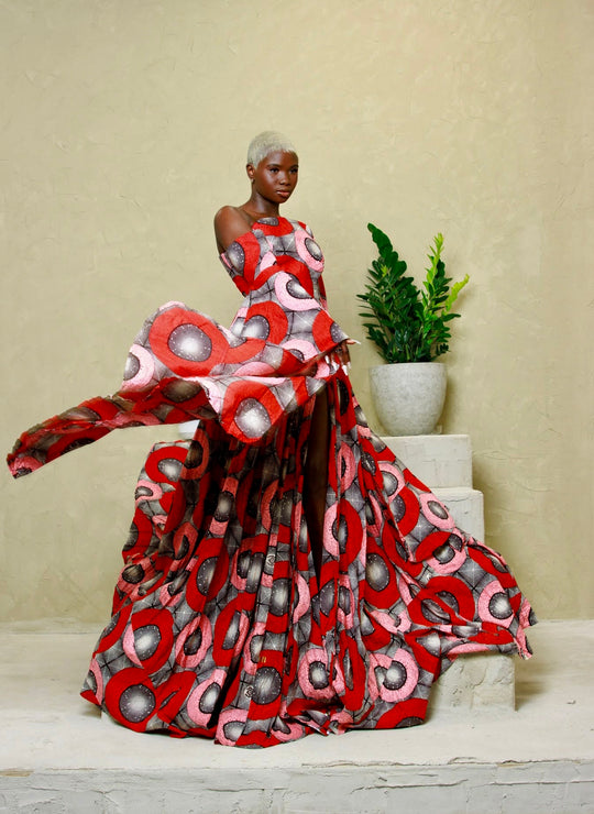 African print ball gown, African print long maxi dress.