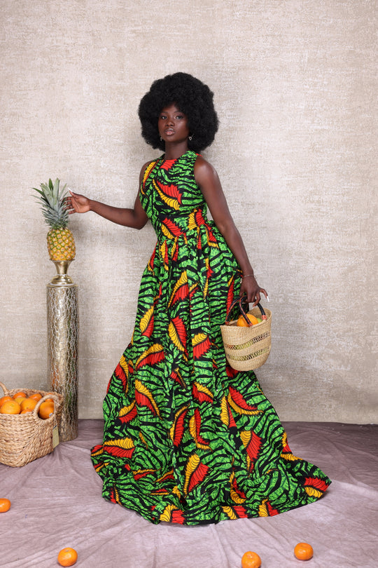 African print long maxi dress.