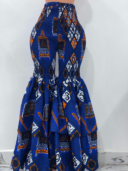 African print high waisted stretchy bell bottom pants.