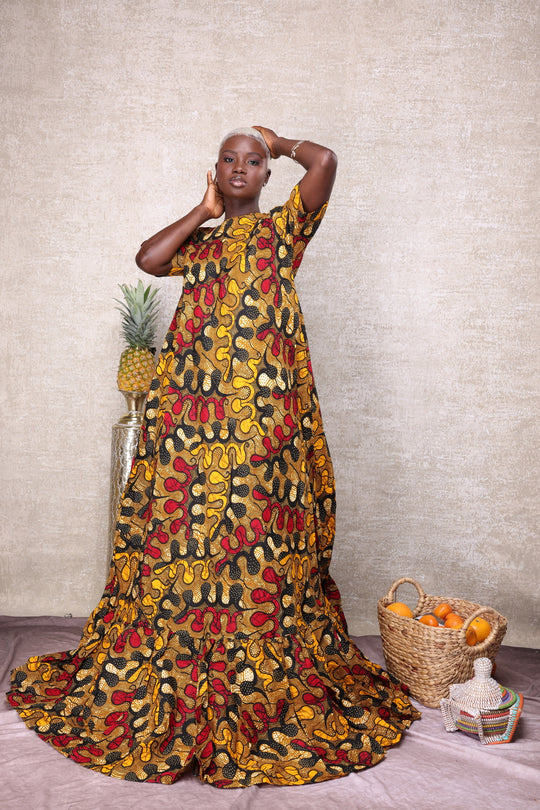 Beautiful African Print Dress, Long African Print A-line Dress.