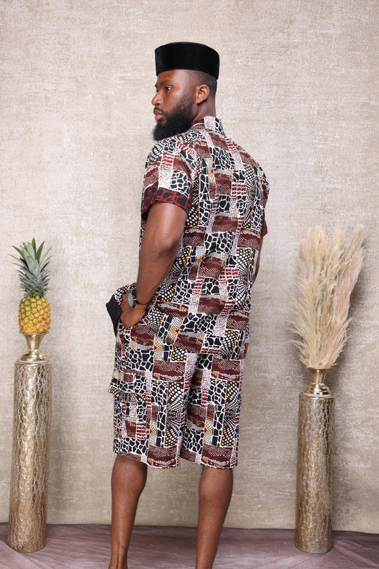 Tribal men shorts set, men 2pieces set.