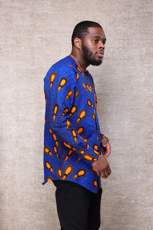 African print long sleeves men shirt.