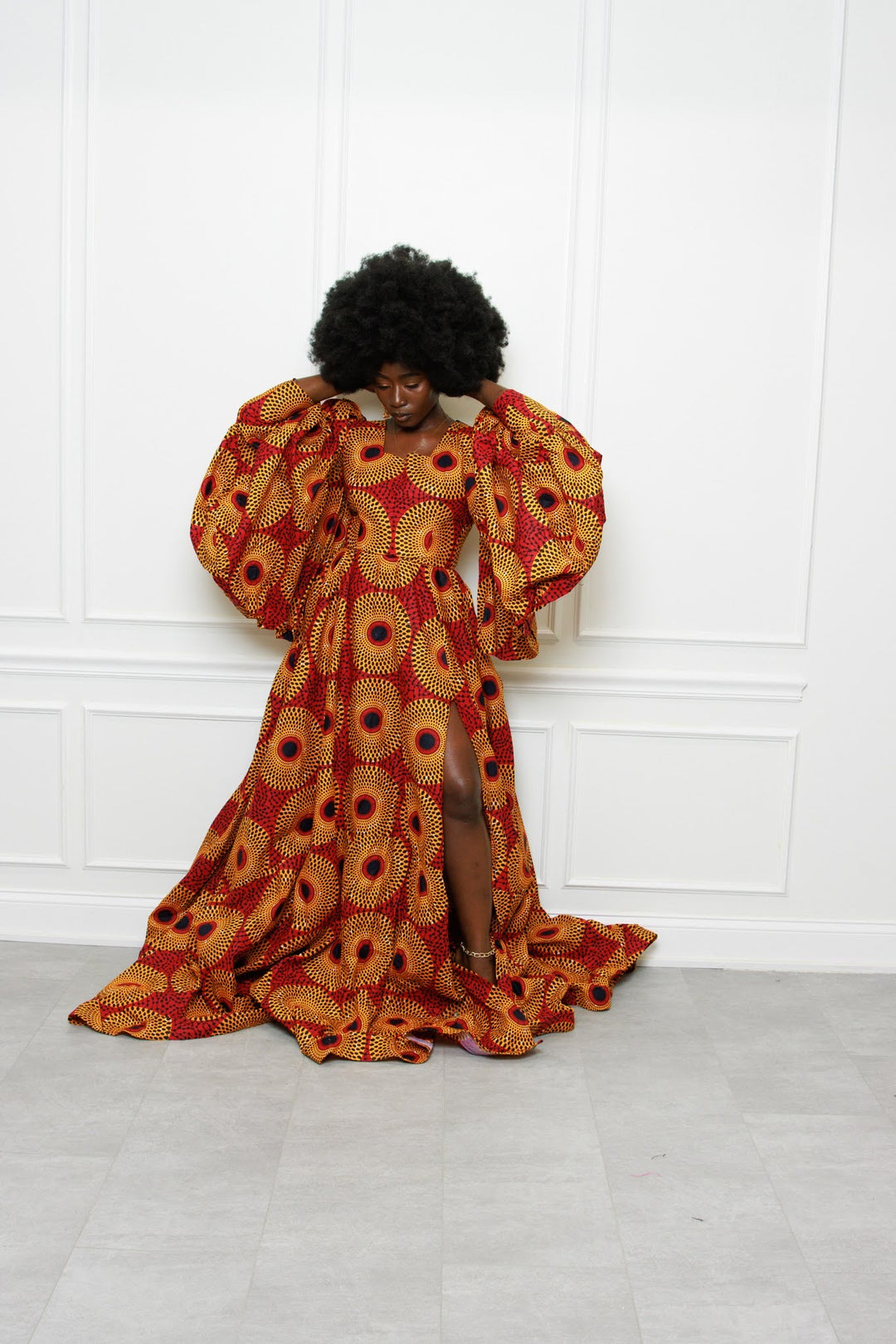 African print maxi ball gown. Long African print dress.