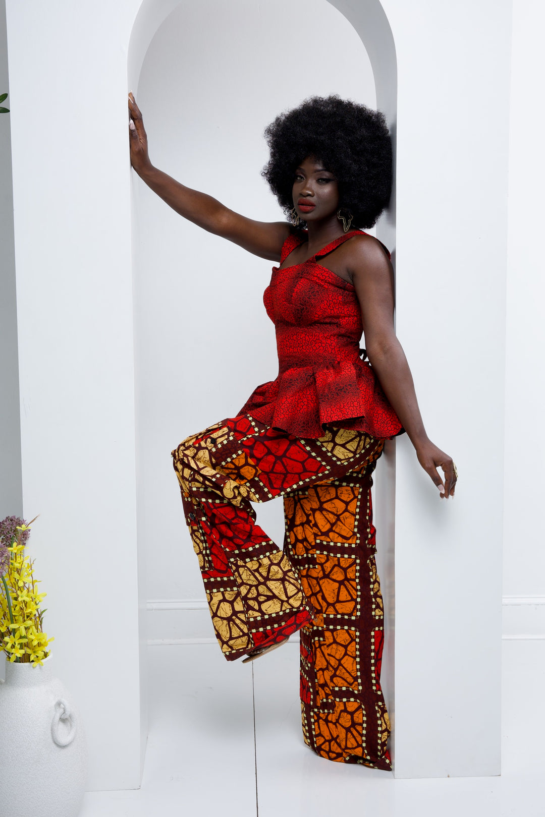 African print cargo pants with corset top. African print 2 pieces sets.