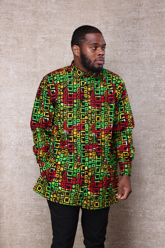 African print long sleeve men shirt.