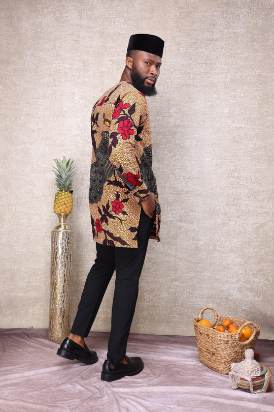 African print long sleeve men shirt.