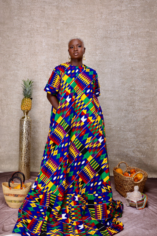 Beautiful African Print Dress, Long African A-Line Dress.