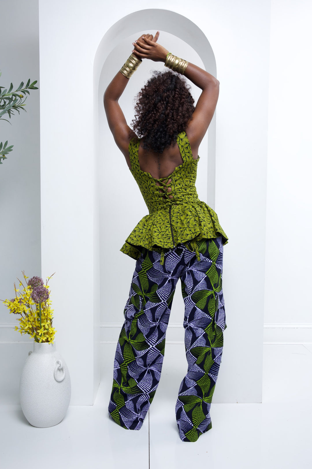 Beautiful African print cargo pants with a corset top. African print two pieces sets.