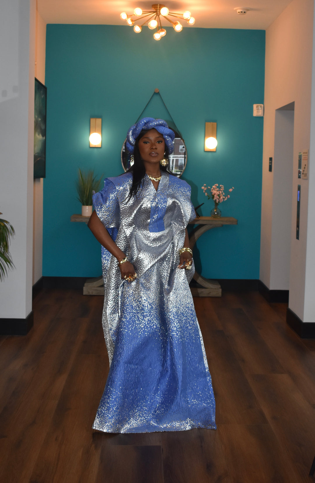 Luxe Brocade Bubu Gown✨🩵