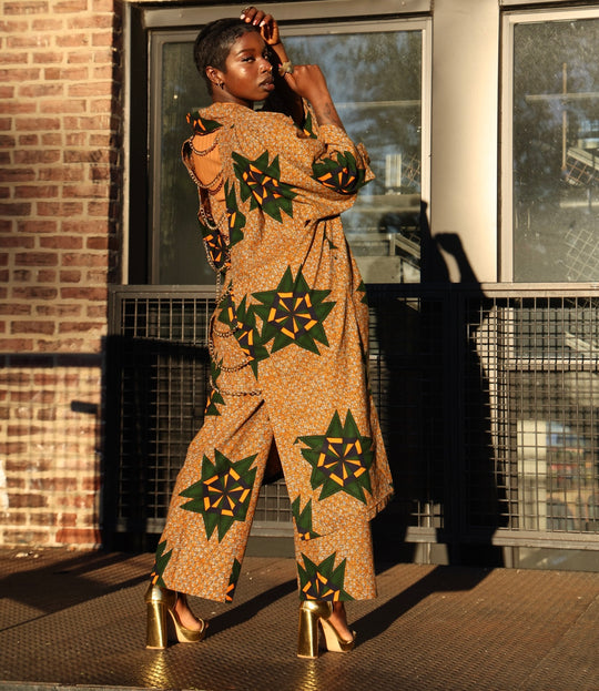 Beautiful African Print Kimono set. Chain Back Kimono 2pcs set.