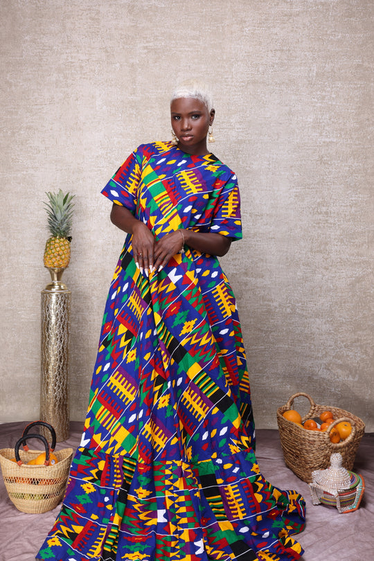 Beautiful African Print Dress, Long African A-Line Dress.