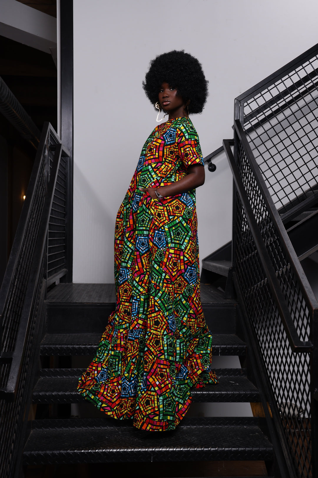 African print long maxi dress, Long African print Aline dress.