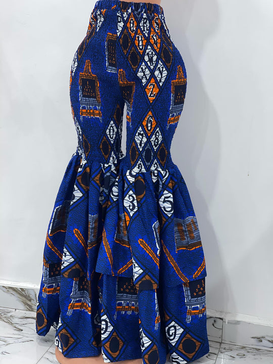 African print high waisted stretchy bell bottom pants.