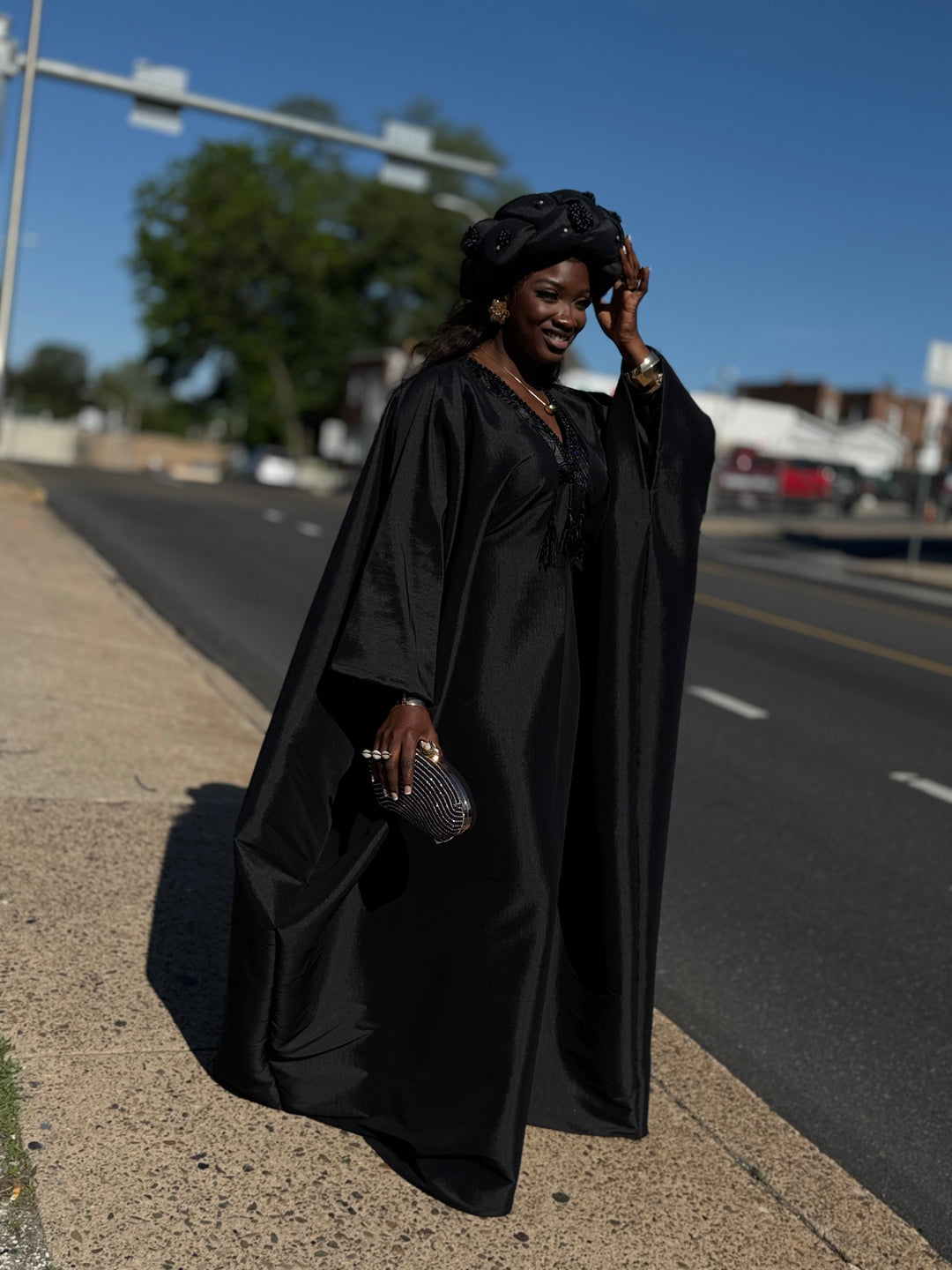 Luxe rich auntie bubu/kaftan dress.