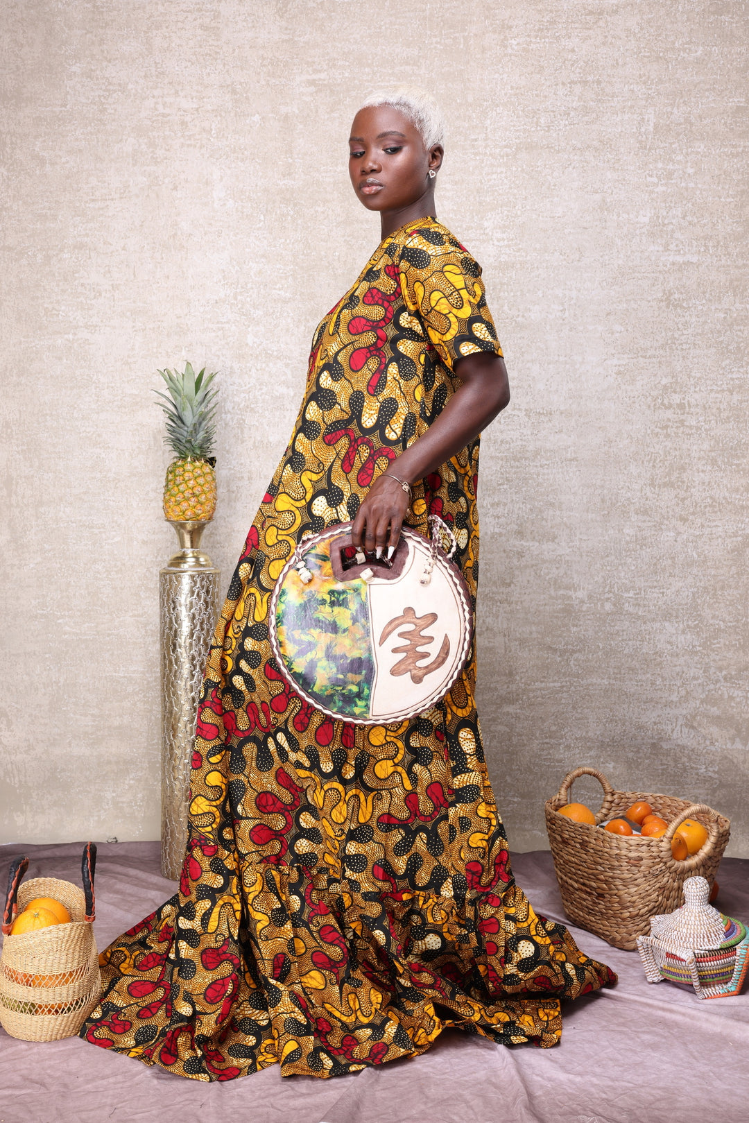 Beautiful African Print Dress, Long African Print A-line Dress.