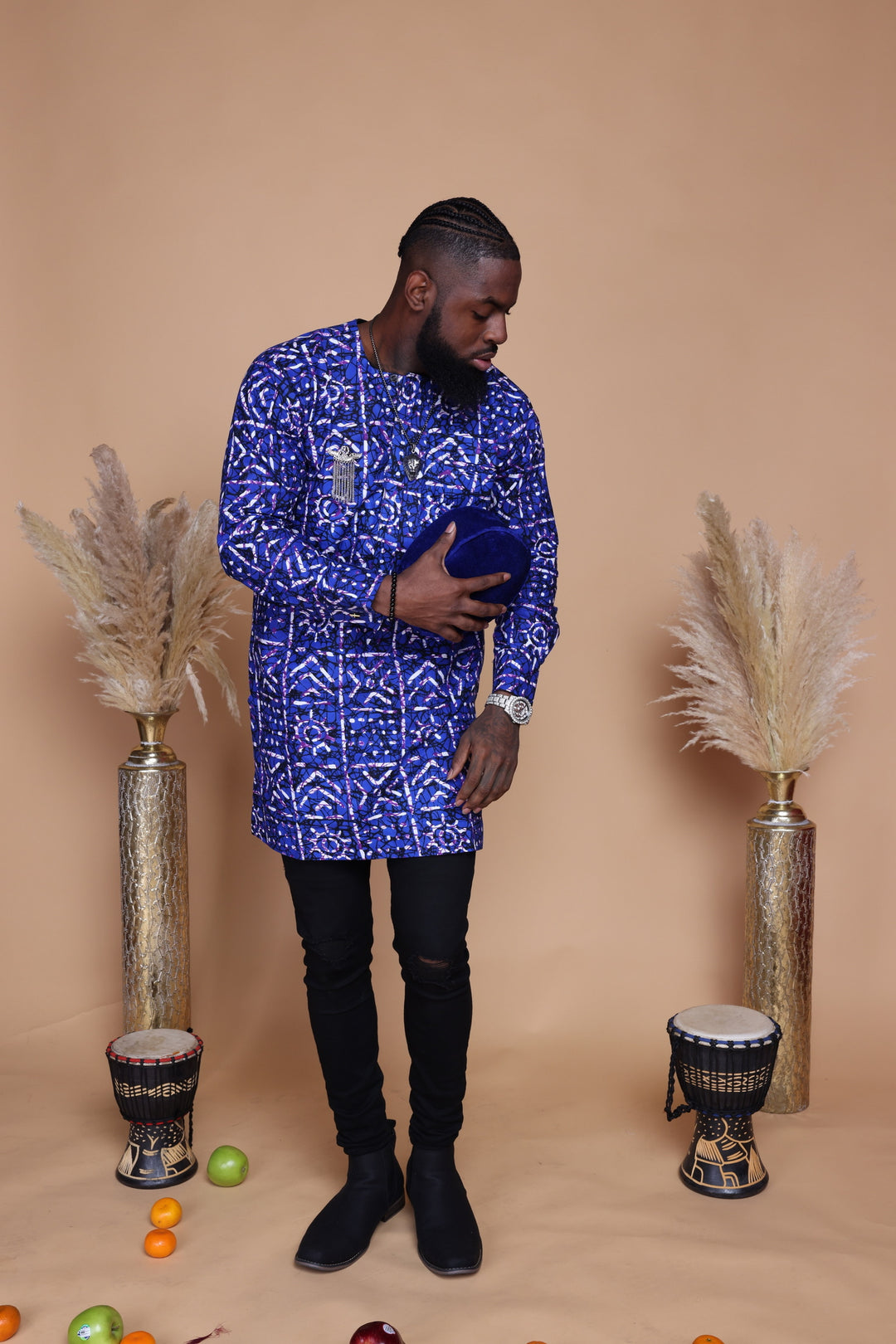 African print long sleeve men shirt.