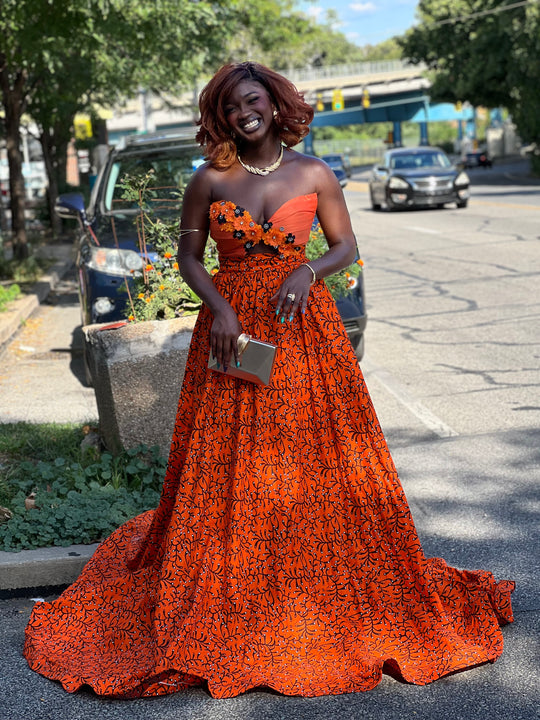 African Print Corset Ball Gown