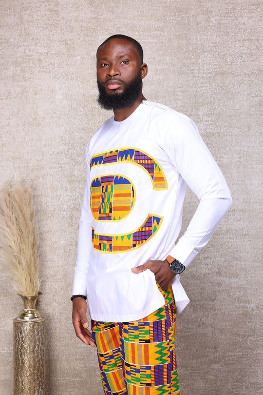 Kente men shorts set, Men 2pieces set.