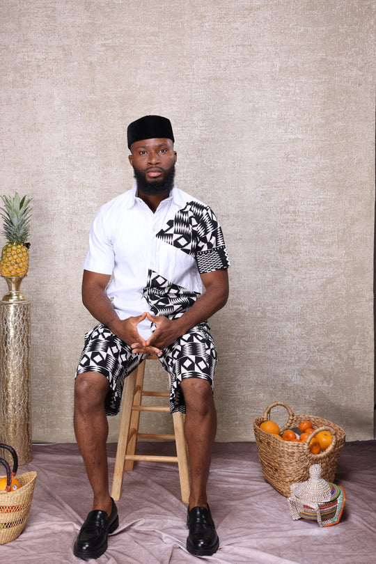 African print men shorts set, men 2pieces set.