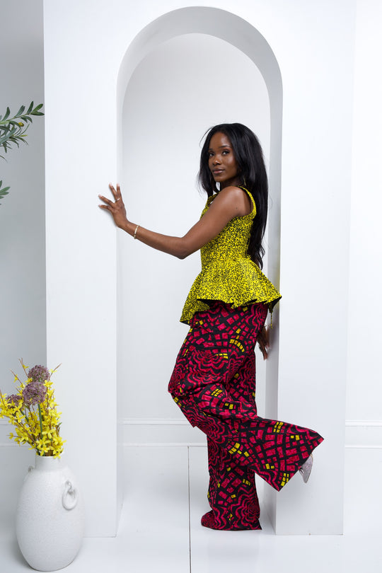 African print cargo pants with corset top. African print two pieces sets.