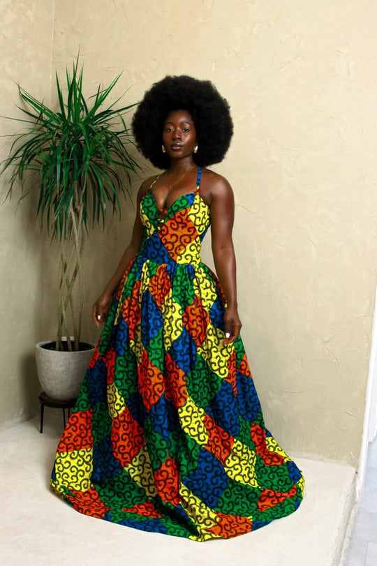 African print long maxi gown.