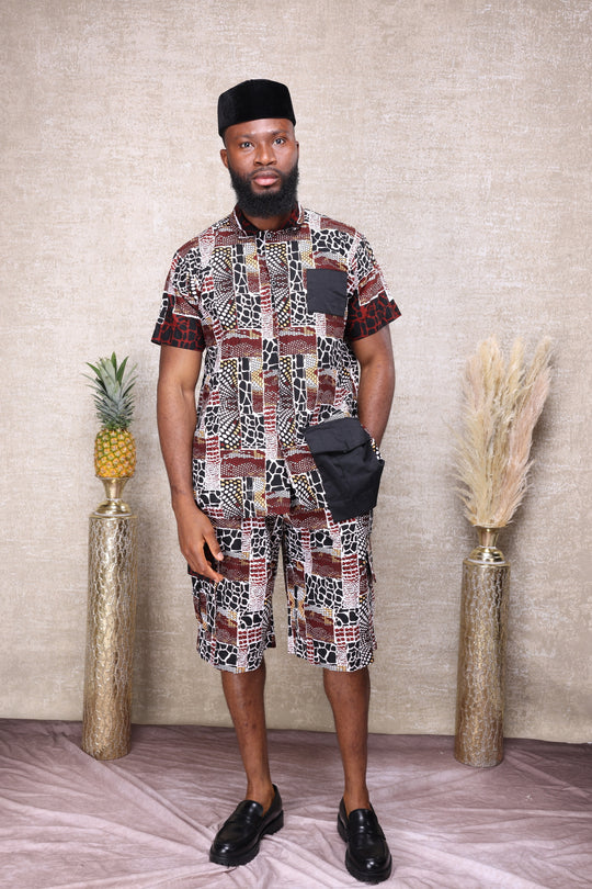 Tribal men shorts set, men 2pieces set.