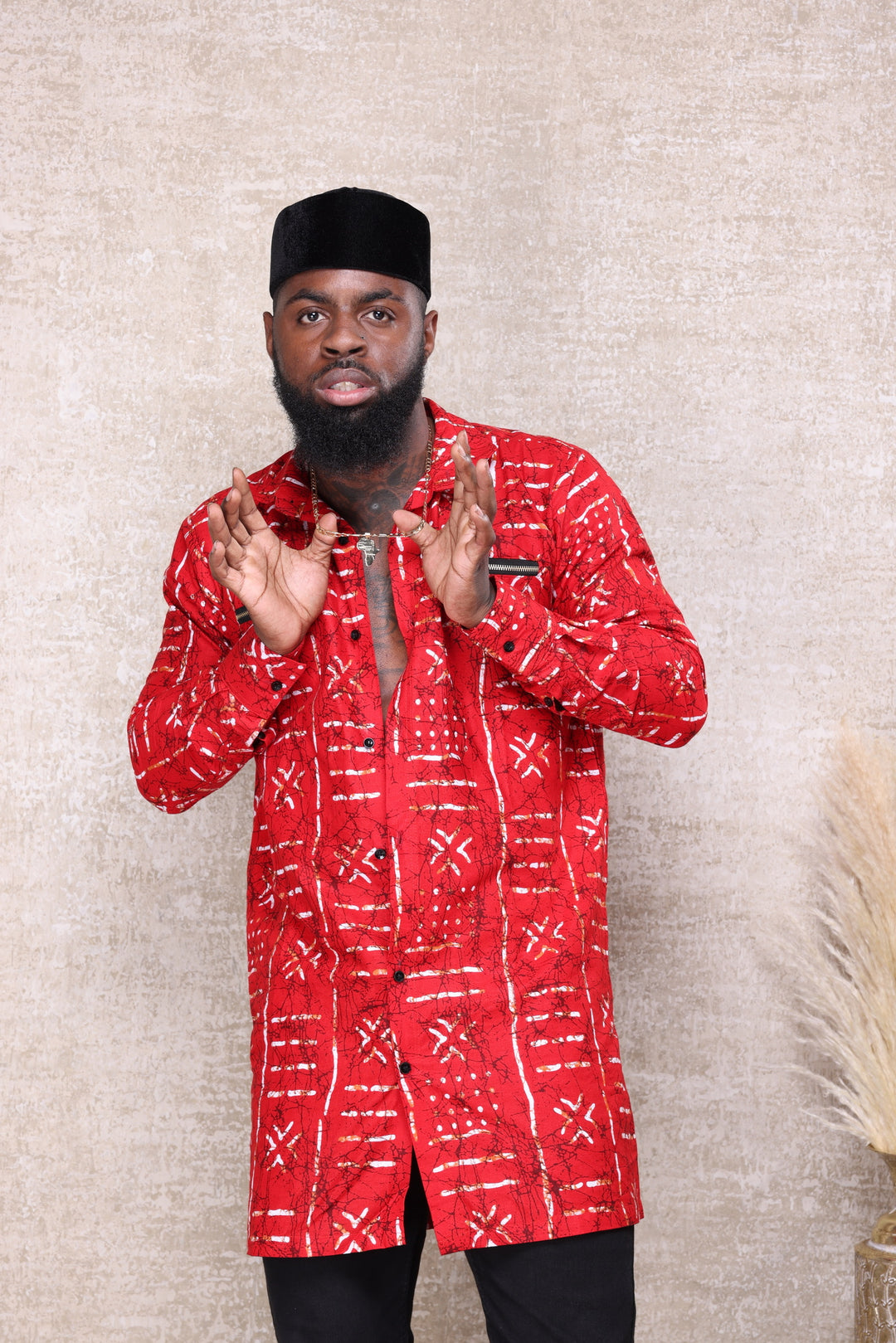 African print long sleeve men shirt.