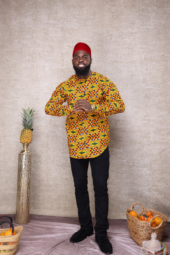 African print long sleeves men shirt.