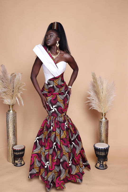 African print prom/wedding dress, African print mermaid dress