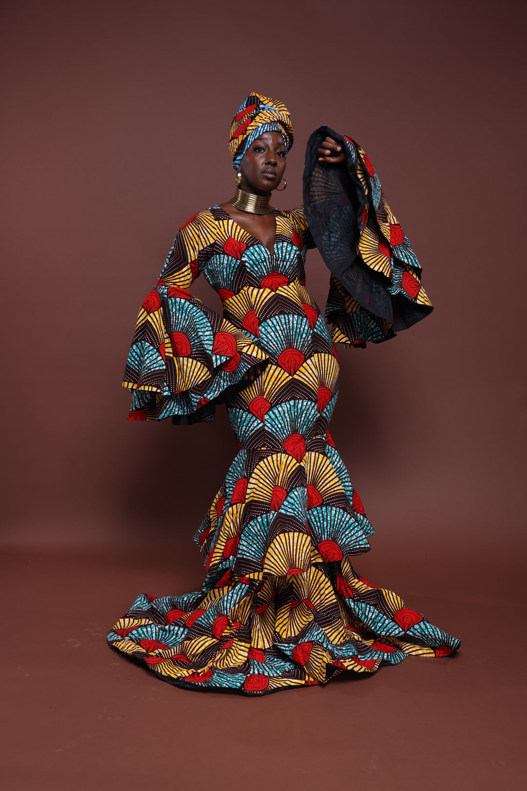 African print long mermaid dress, African print long dress.