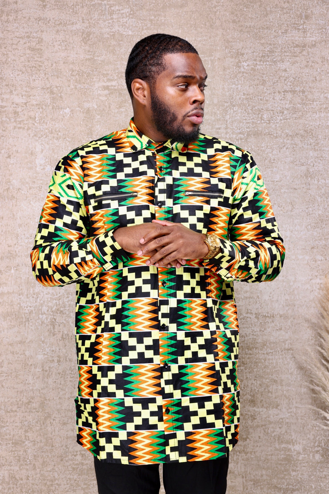 African print long sleeves men shirt.