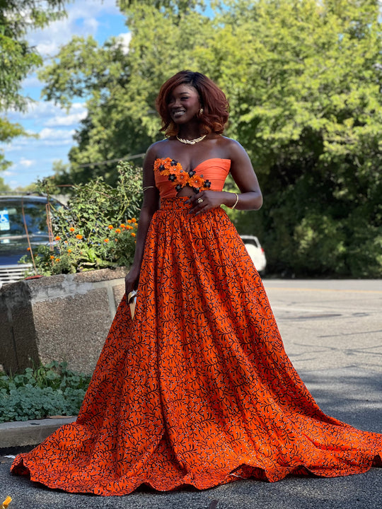 African Print Corset Ball Gown