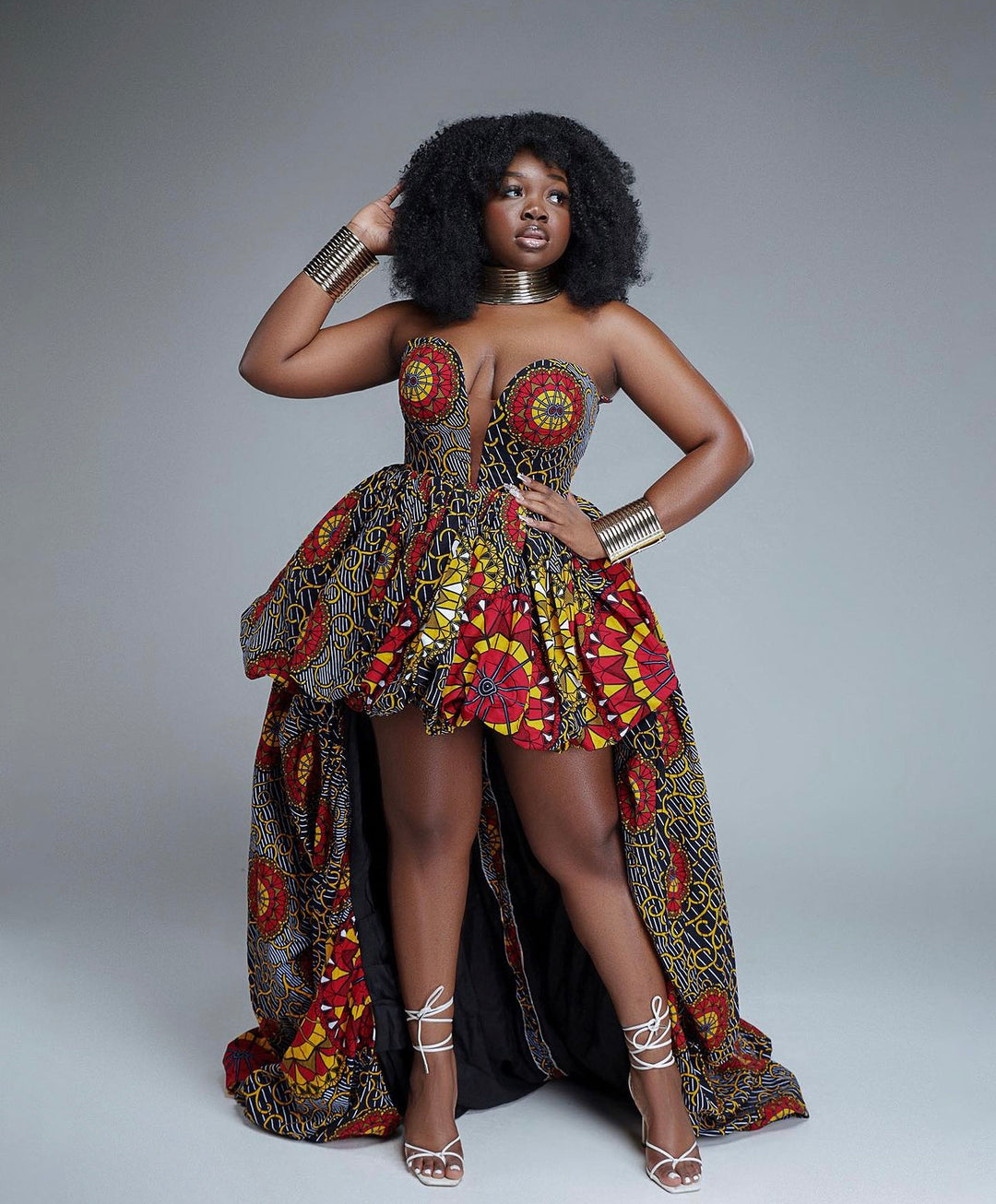 African print high low ball gown, African print gown.