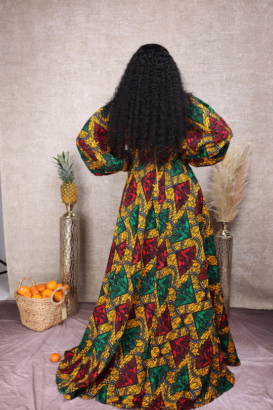 African print ball gown, African print long maxi dress.