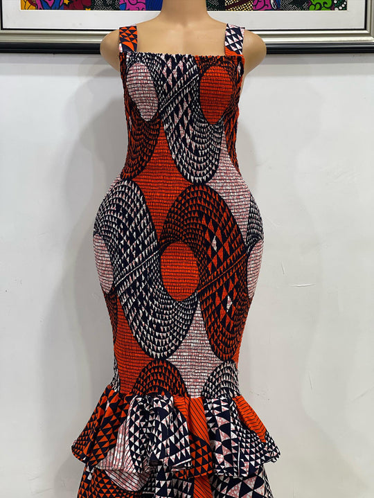 African print smoked body-con dress