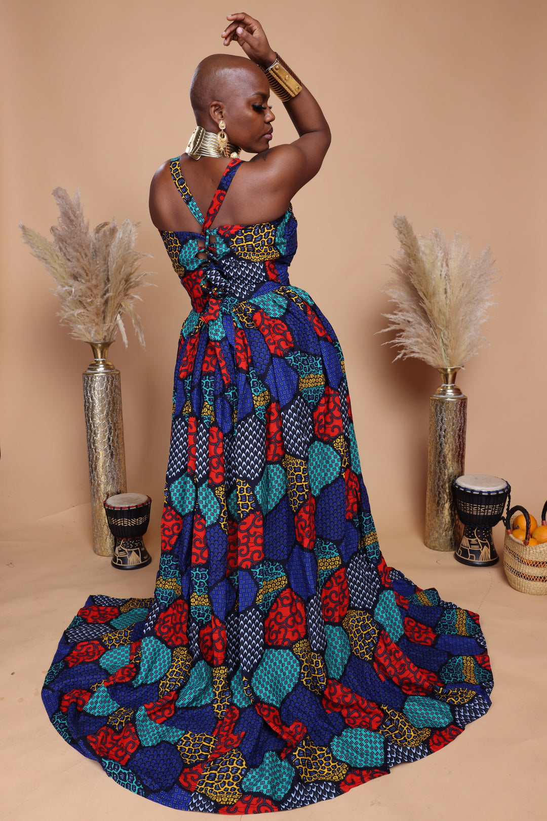 African print long maxi dress.