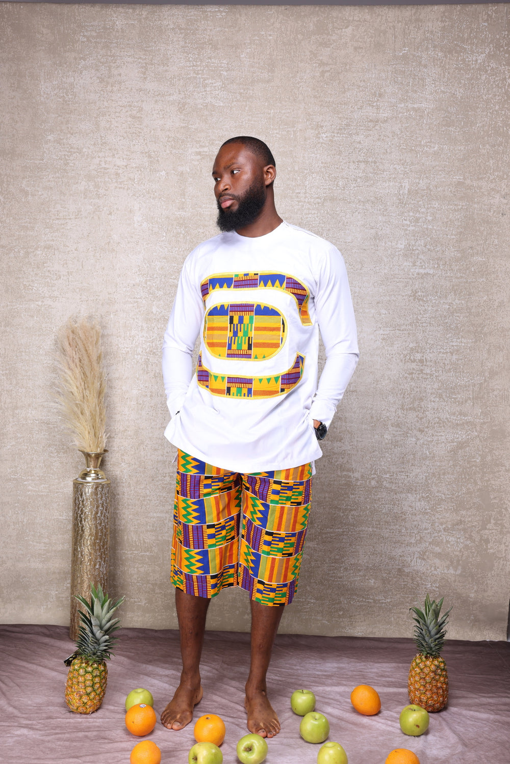 Kente men shorts set, Men 2pieces set.