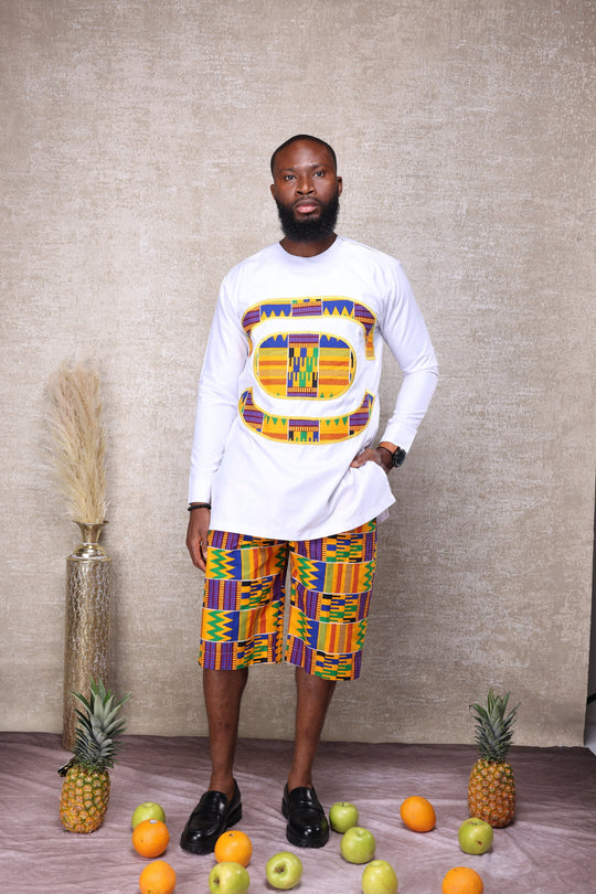 Kente men shorts set, Men 2pieces set.