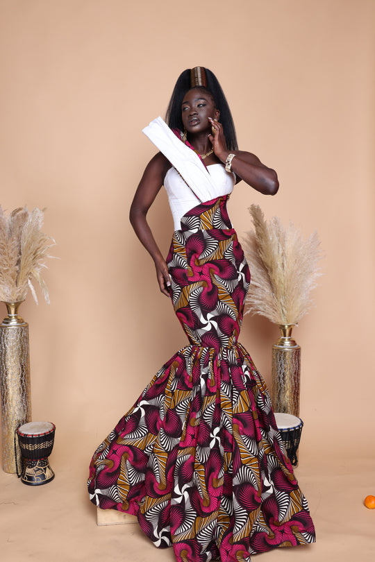 African print prom/wedding dress, African print mermaid dress