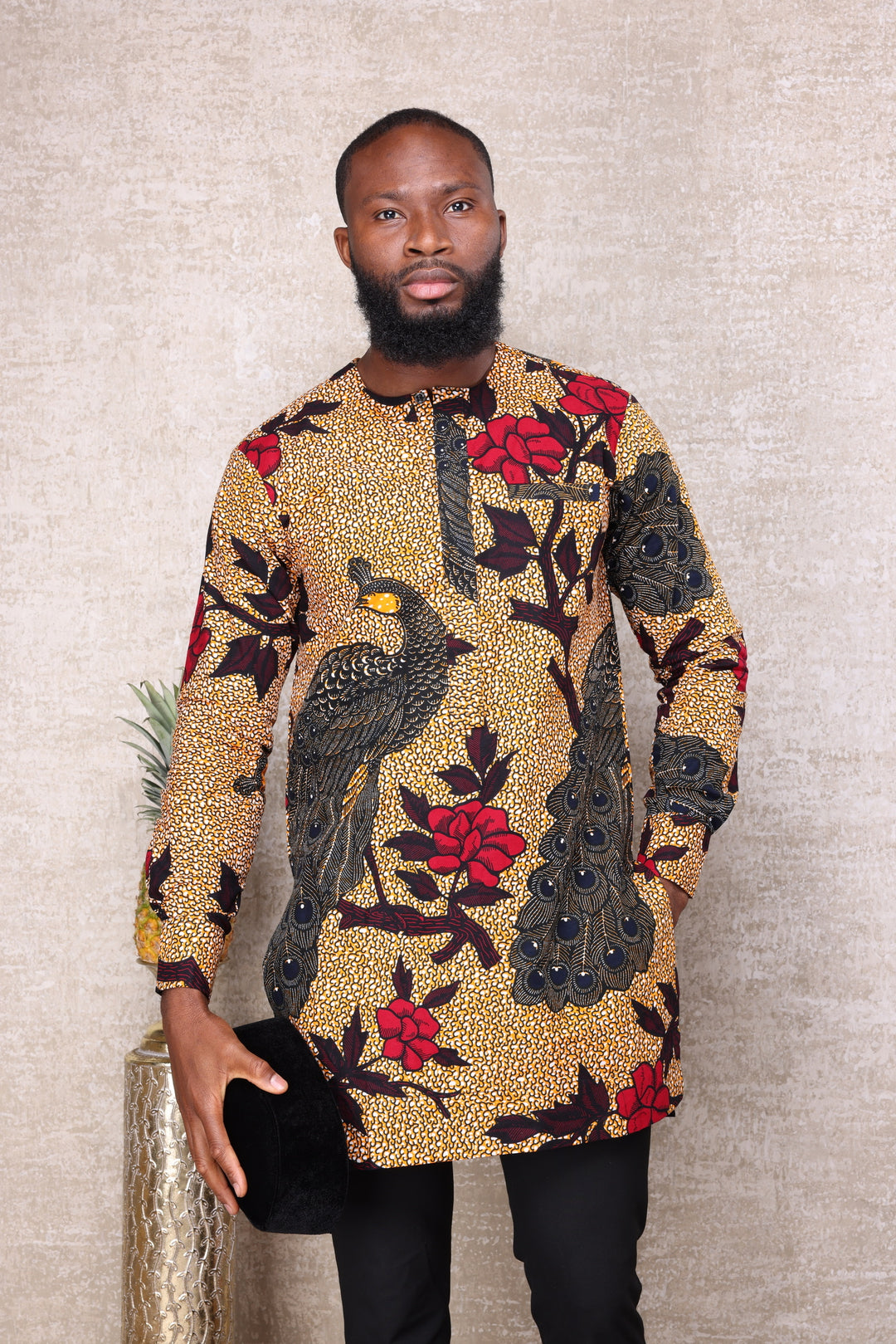 African print long sleeve men shirt.