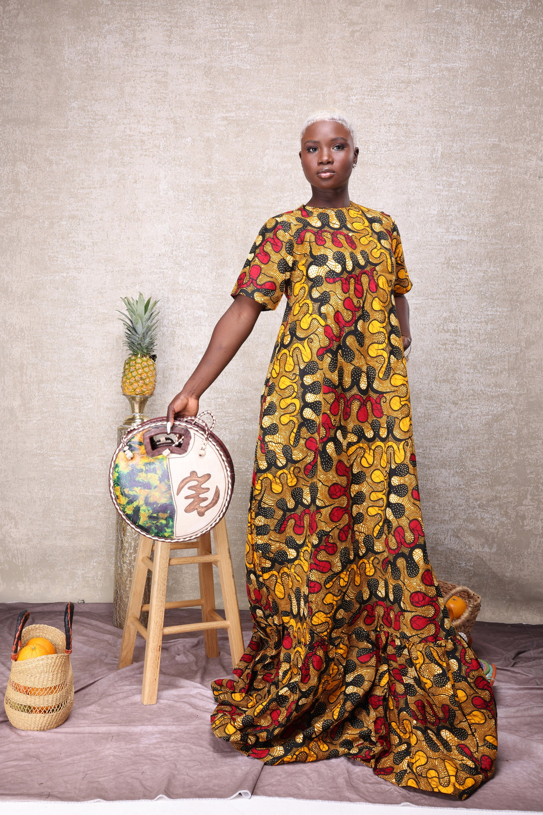 Beautiful African Print Dress, Long African Print A-line Dress.