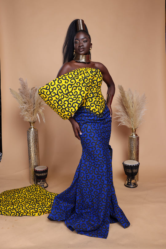 African print prom/wedding dress African print long mermaid dress.