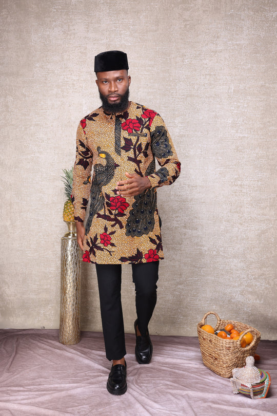 African print long sleeve men shirt.