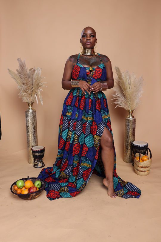 African print long maxi dress.